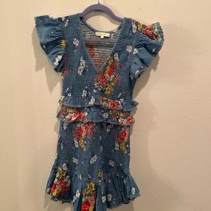 LoveShackFancy Sonora Mini Dress Marine Blue | Size XS